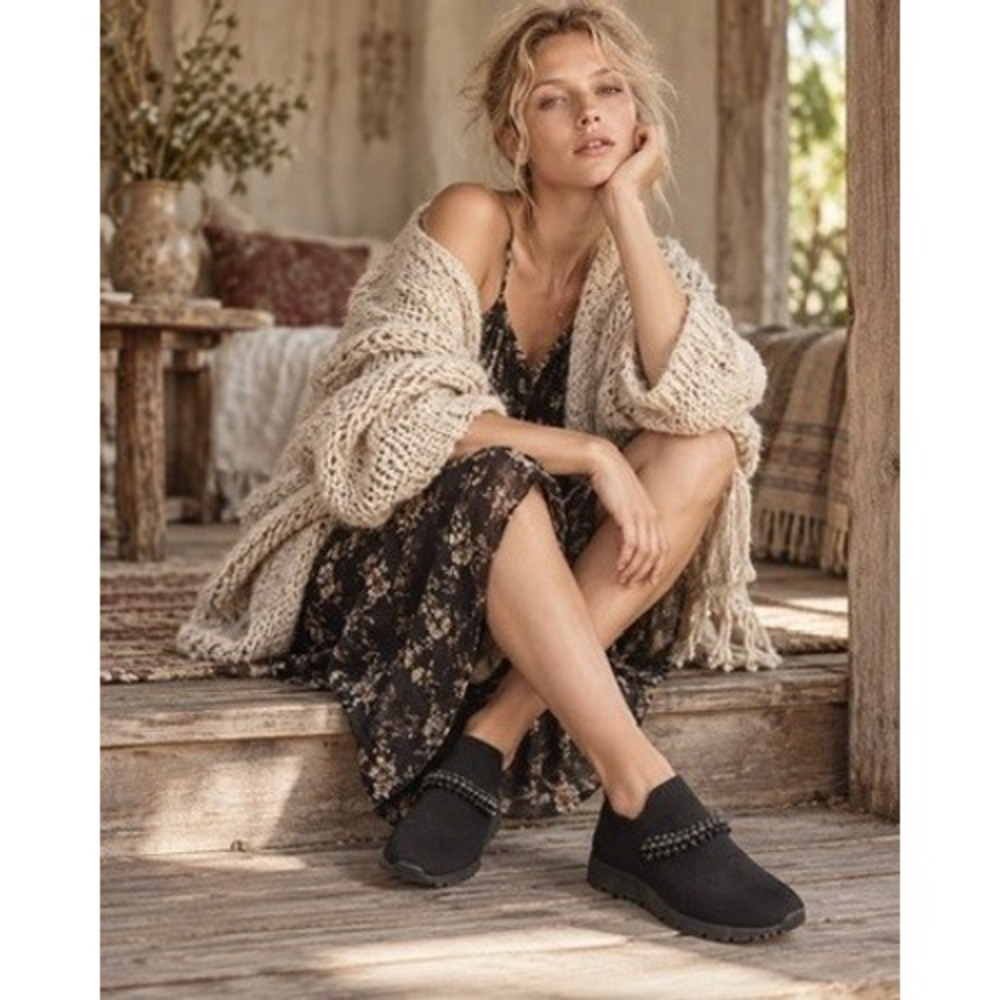 Jimmy Choo Andrea Black Knit Crystal Embellished Sock Sneakers Slip On Shoes